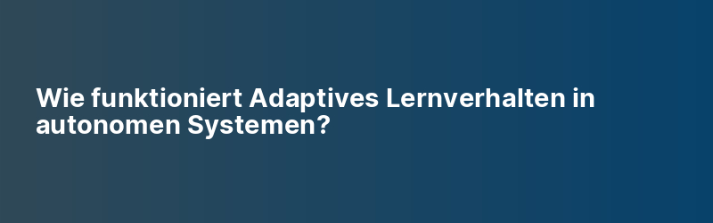 Wie funktioniert Adaptives Lernverhalten in autonomen Systemen?